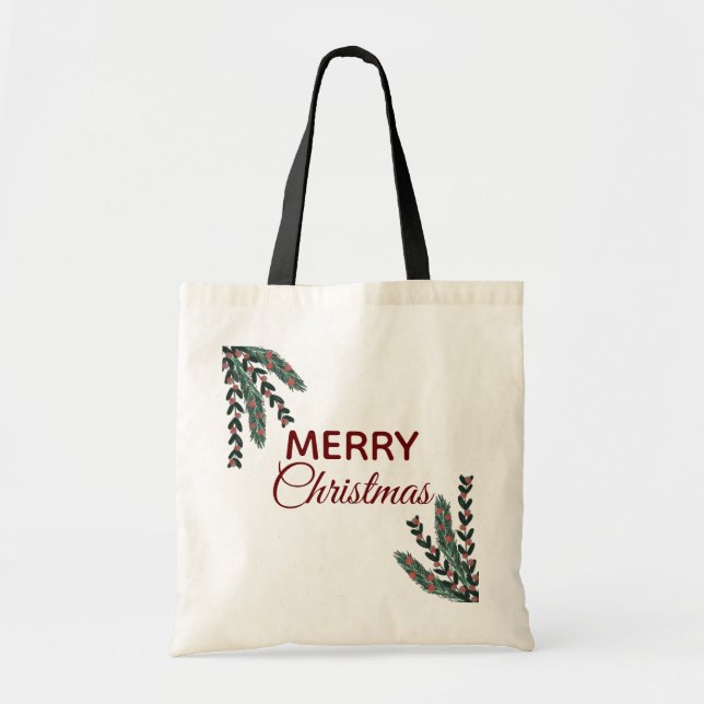 Bolsa Tote Misto de Visgo de Natal Moderno e Alegre (Frente)