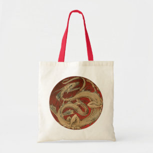 Bolsa Tote Mitologia Vintage, Dragão Asiático Dourado Antigo