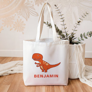 Bolsa Tote Miúdos alaranjados bonitos do dinossauro