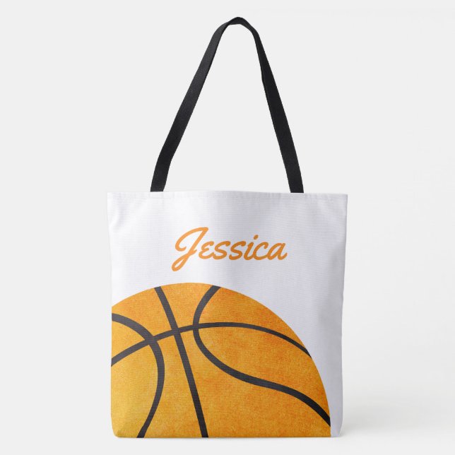 Bolsa Tote Miúdos alaranjados personalizados basquetebol das (Frente)
