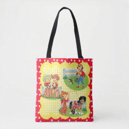 Bolsa Tote Miúdos do vaqueiro e da vaqueira com cão e corda