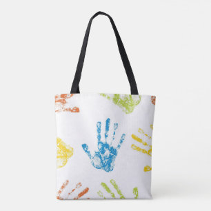 Bolsa Tote Miúdos Handprints na pintura