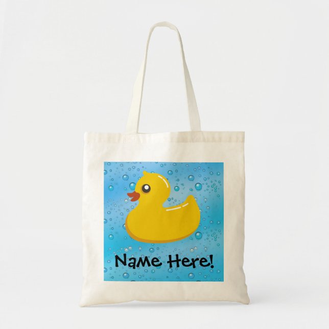 Bolsa Tote Miúdos personalizados do pato bolhas azuis de (Frente)