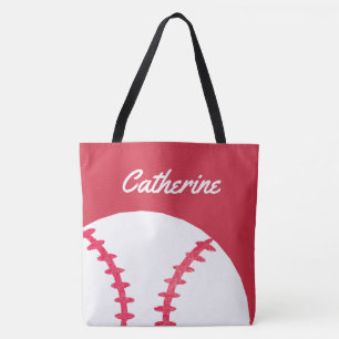 Bolsa Tote Miúdos personalizados vermelho do basebol ou do