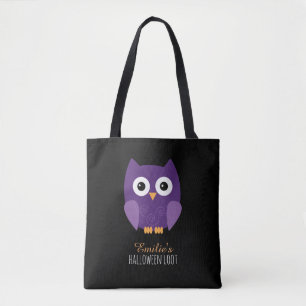 Bolsa Tote Miúdos roxos bonitos da coruja do Dia das Bruxas