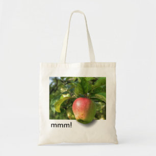 Bolsa Tote Mmm! Maçã Prendendo Árvore Texto personalizáve