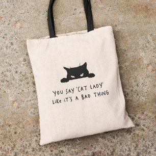 Bolsa Tote Moça de Gato Bonita Moderna e Gato Mãe