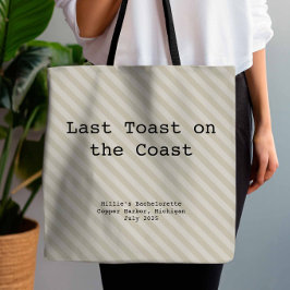 Bolsa Tote Mocha and Cream Striped Bridesmaid Bachelorette