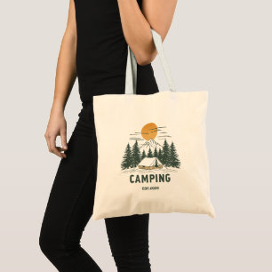 Bolsa Tote Mochila de Acampamento com Pinheiros e Montanhas V