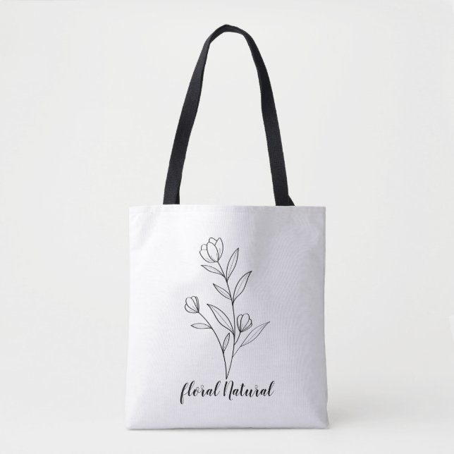 Bolsa Tote mochila de toalha com flor natural (Frente)