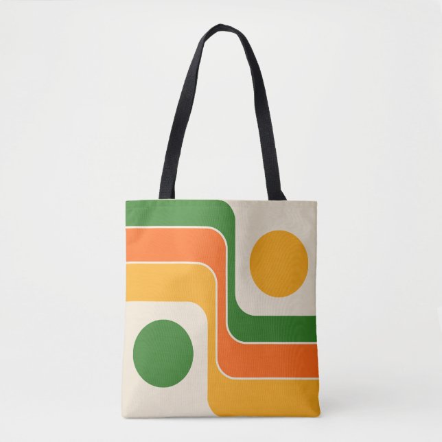 Bolsa Tote Mod Estilo Retro Geométrico dos Anos 70 (Frente)