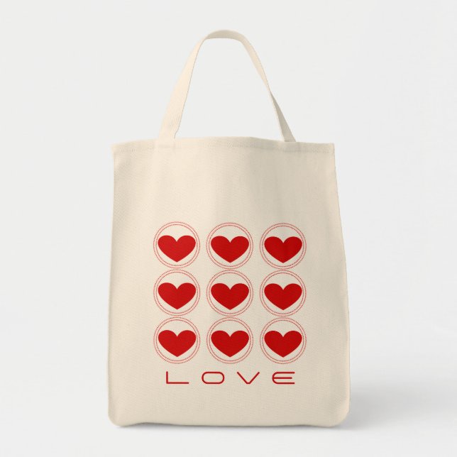 Bolsa Tote Mod Hearts Love Tote Bag, Red (Frente)