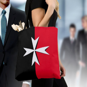 Bolsa Tote Moda / cavaleiros com bandeira branca da Cruz Malt