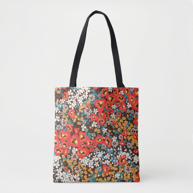 Bolsa Tote Moda Floral: Impressão de Vestido Primavera. (Frente)