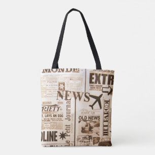 Bolsa Tote Moda para frente - Impressão de jornal de última p