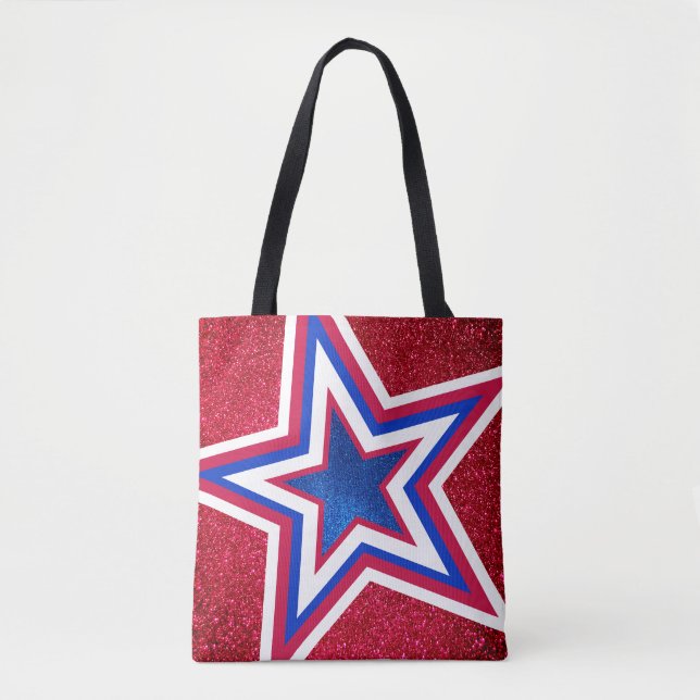 Bolsa Tote Modelo da Campanha Americana de Brilho Branco Verm (Frente)