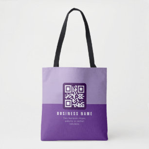 Bolsa Tote Modelo de código QR moderno editável Roxos