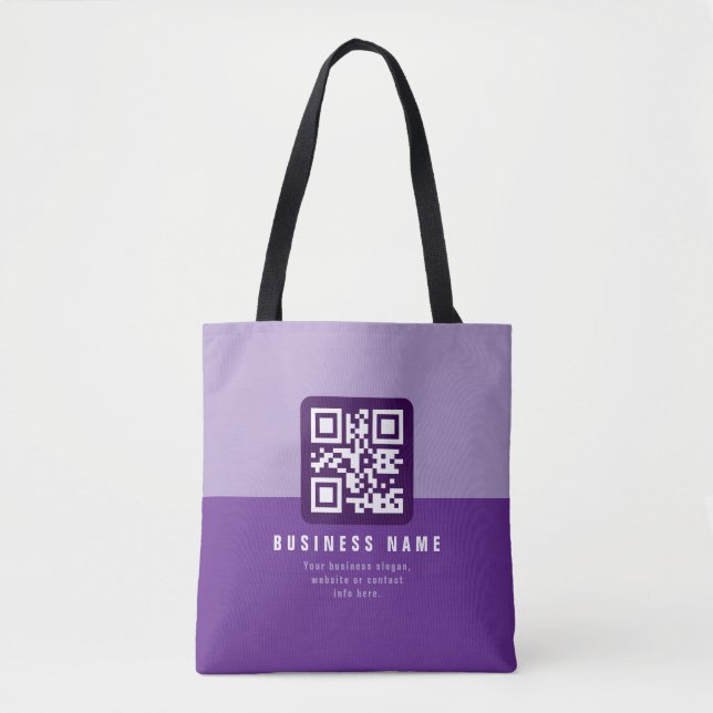 Bolsa Tote Modelo de código QR moderno editável | Roxos (Frente)