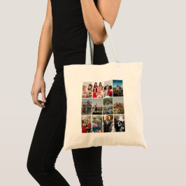 Bolsa Tote Modelo de Colagem de Memórias com 12 Fotos dos Avó