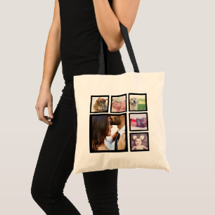 Bolsa Tote modelo de Colagem Personalizada de 6 Fotos