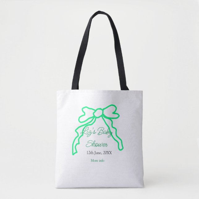 Bolsa Tote Modelo de data de adição de nome do chá de fraldas (Frente)