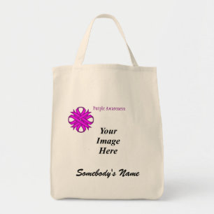 Bolsa Tote Modelo de Fita de Trevo Roxo por Kenneth Yoncich