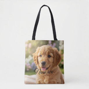 Bolsa Tote Modelo de foto de nome de animal de estimação simp