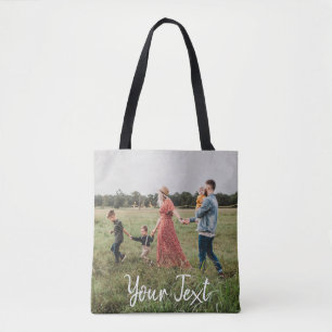 Bolsa Tote Modelo de Foto Personalizada e Texto Personalizado