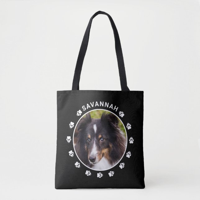 Bolsa Tote Modelo de Fotografia Pet Personalizado com Paws e  (Frente)