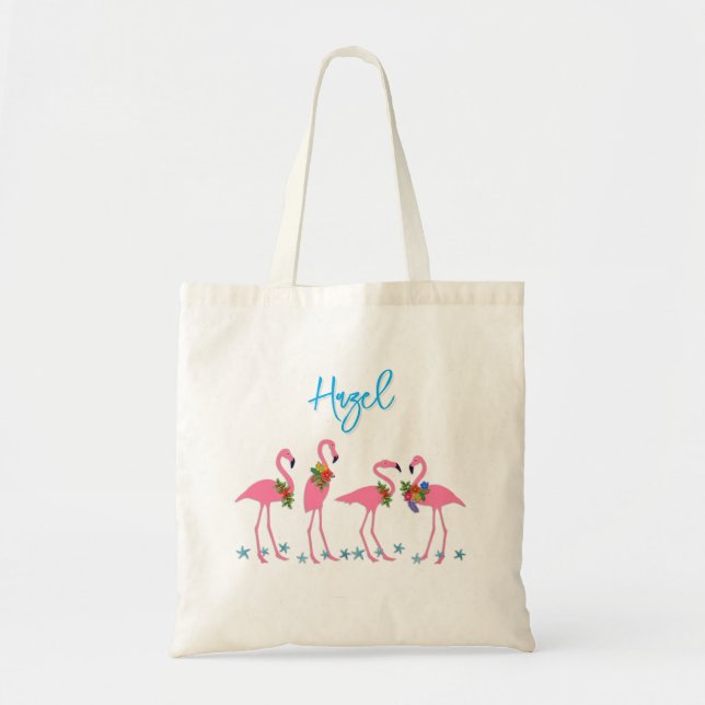 Bolsa Tote Modelo de nome de flamingos Presente de madrinha (Frente)