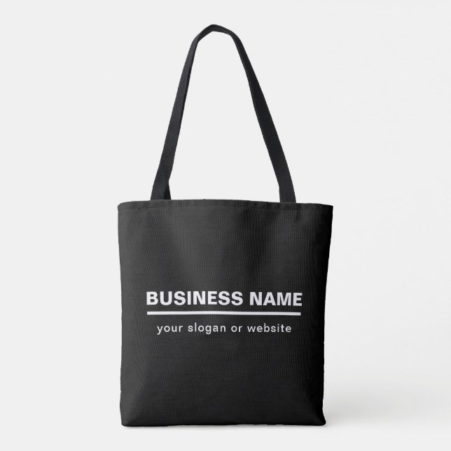 Bolsa Tote Modelo de Nome de Negócios Moderno e Ousado | P&B (Verso)