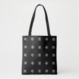 Bolsa Tote Modelo de padrão de logotipo moderno único Preto