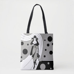 Bolsa Tote Modelo de Passarela Retro, Moda Art Déco Vintage