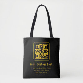 Bolsa Tote Modelo de QR Code e Texto Editável | Preto e Doura