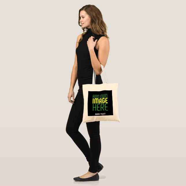 BOLSA TOTE MODELO DE TEXTO DE IMAGEM NEGRA SIMPLES EDITÁVEL M (Frente (modelo))