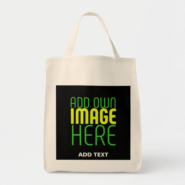 BOLSA TOTE MODELO DE TEXTO DE IMAGEM NEGRA SIMPLES EDITÁVEL M (Frente)