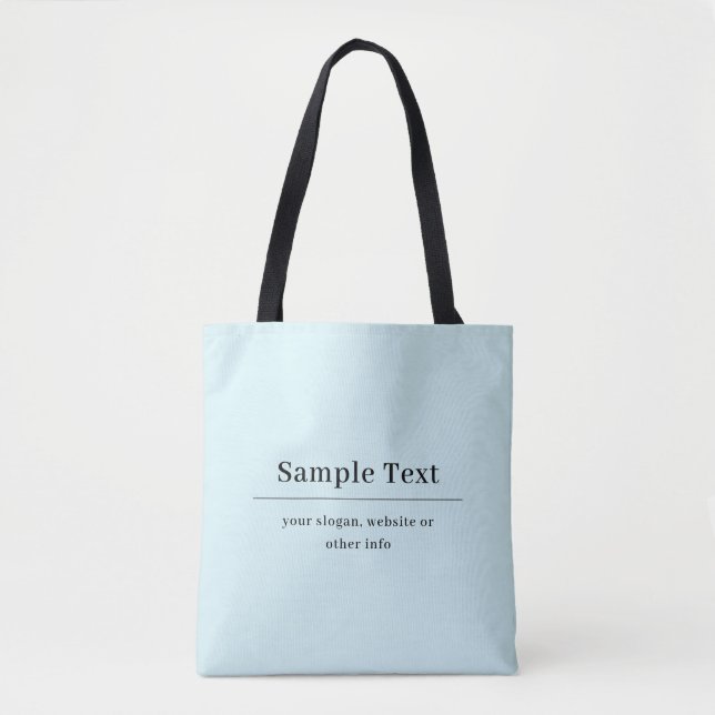 Bolsa Tote Modelo de Texto Simples e Elegante | Azul Claro (Frente)