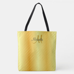 Bolsa Tote Modelo Moderno Elegante Dourado Monograma