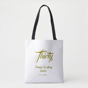 Bolsa Tote modelo ouro 30º aniversário adicionar nome data an