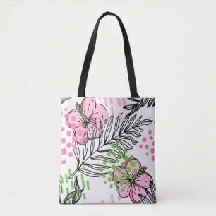 Bolsa Tote Modelo sem costura de elementos tropicais, desenha