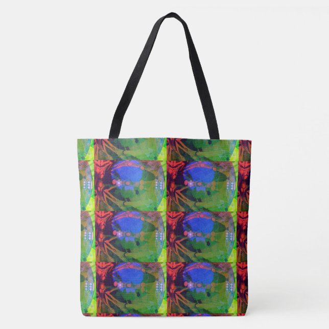 Bolsa Tote MODERN abstract draw in-light-yellow-green-blue (Frente)