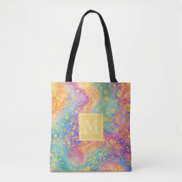 Bolsa Tote Modern Abstract Glitter Floral Monogram Design    
