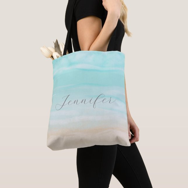 Bolsa Tote Modern Abstrato Beach Personalizado (Close Up)