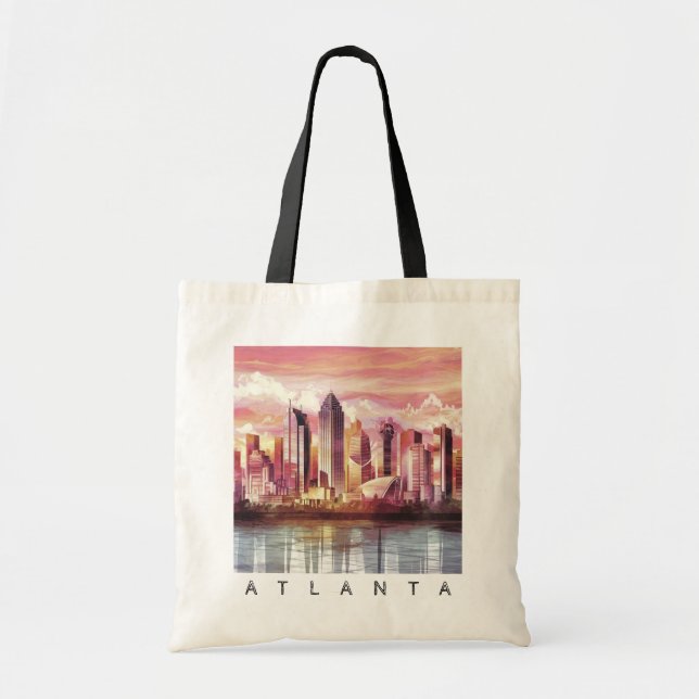 Bolsa Tote Modern Atlanta Georgia Stylized Watercolor (Frente)