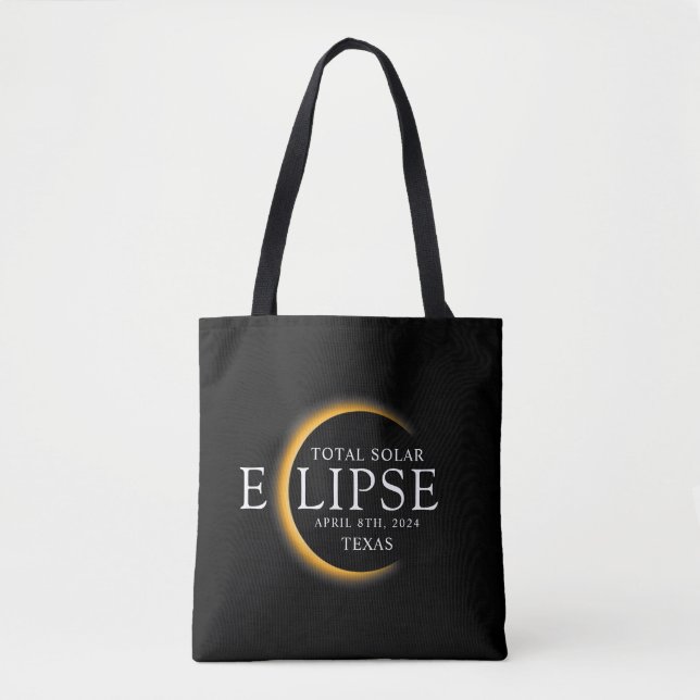 Bolsa Tote Modern Black & Dourado 2024 Texas Total Eclipse So (Frente)