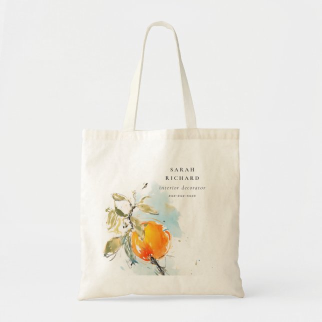 Bolsa Tote Modern Boho Abstrato Sketchy Orange Garden (Frente)