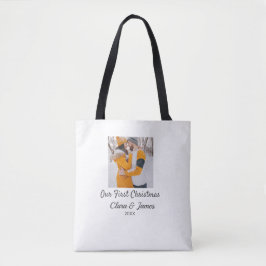 Bolsa Tote Modern boho nosso primeiro nome de casal de Natal