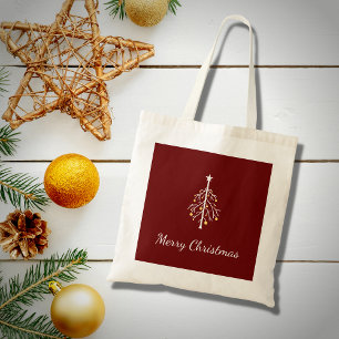 Bolsa Tote Modern Christmas Tree Festive Red 