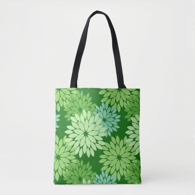 Bolsa Tote Modern Floral Kimono Impressão, Verde limão (Frente)