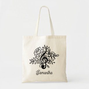 Bolsa Tote Modern Floral Treble Clef Music Lovers
